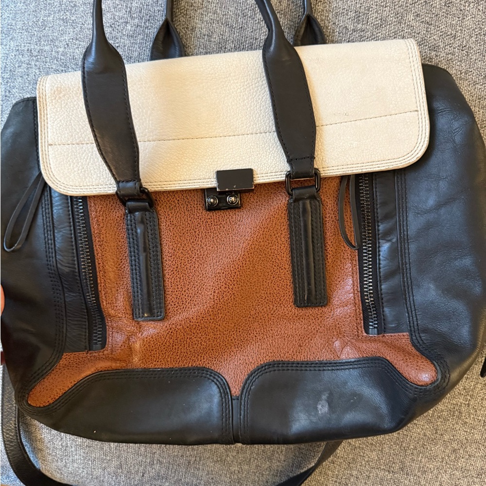 Stylish Black and Brown Leather Men's Bag